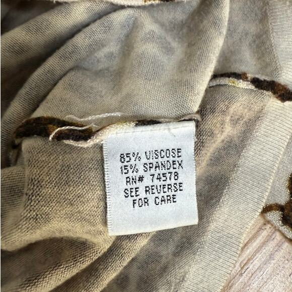 CACHE Y2K Leopard Print Chain Rhinestone Embellished Lightweight Sweater, Size S - Picture 4 of 7